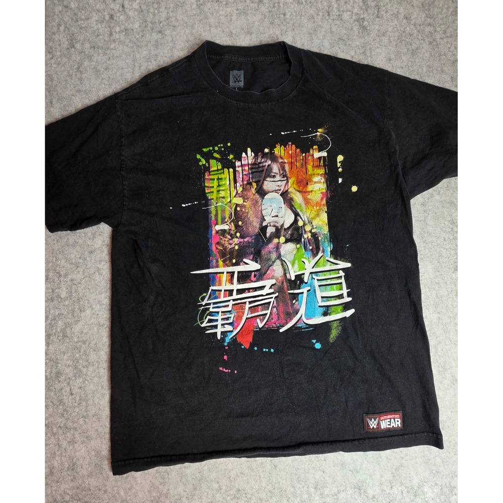 WWE Asuka T-Shirt Mens Large Black Japanese Kanzen Kabuki Warriors Damage CTRL